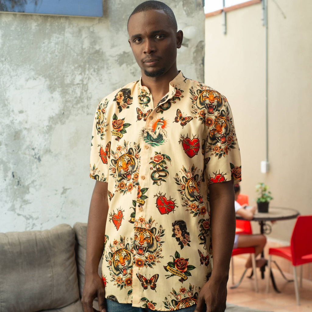 Camisa Cuello Mao Corazón Indomable