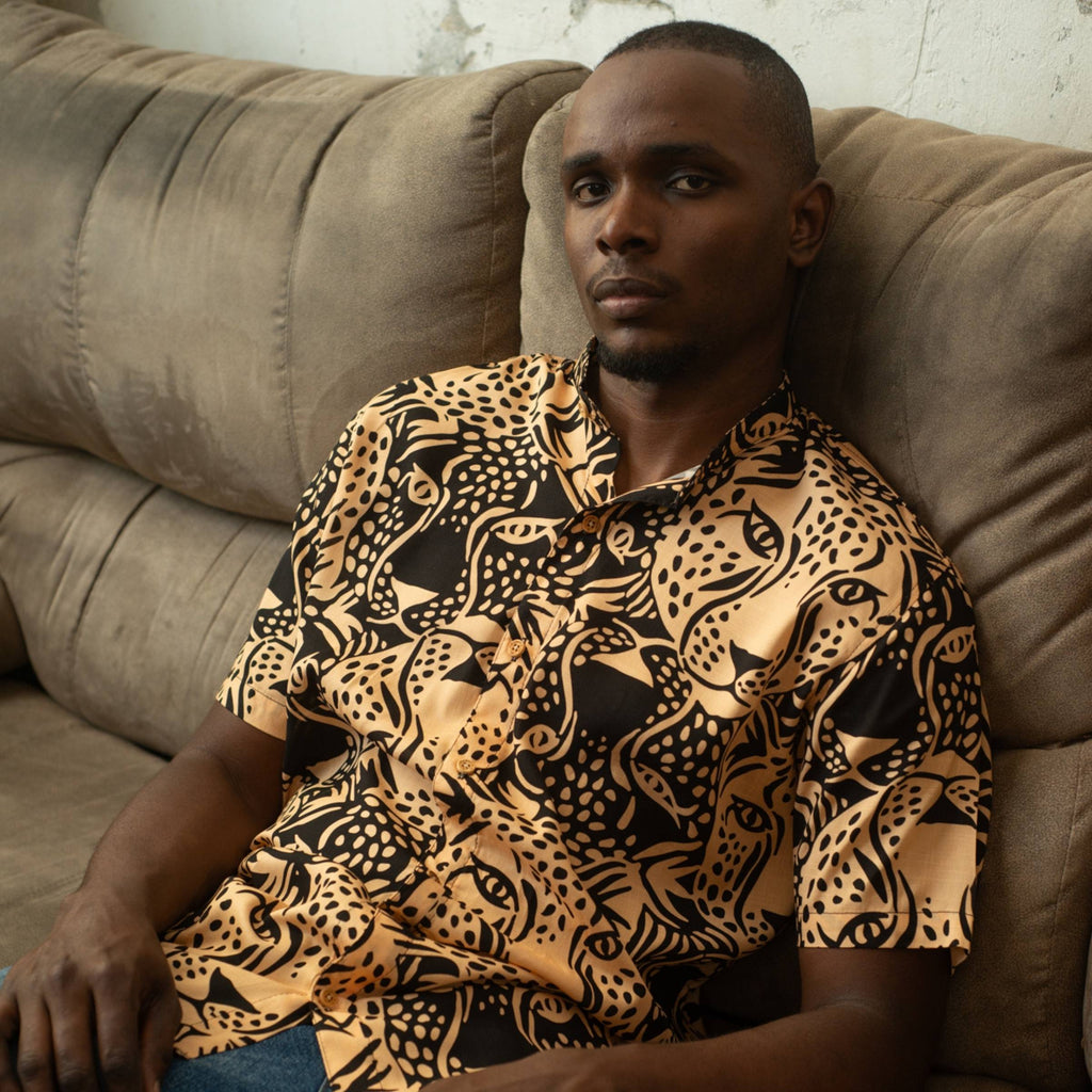 Camisa Cuello Mao Jaguar Tierra