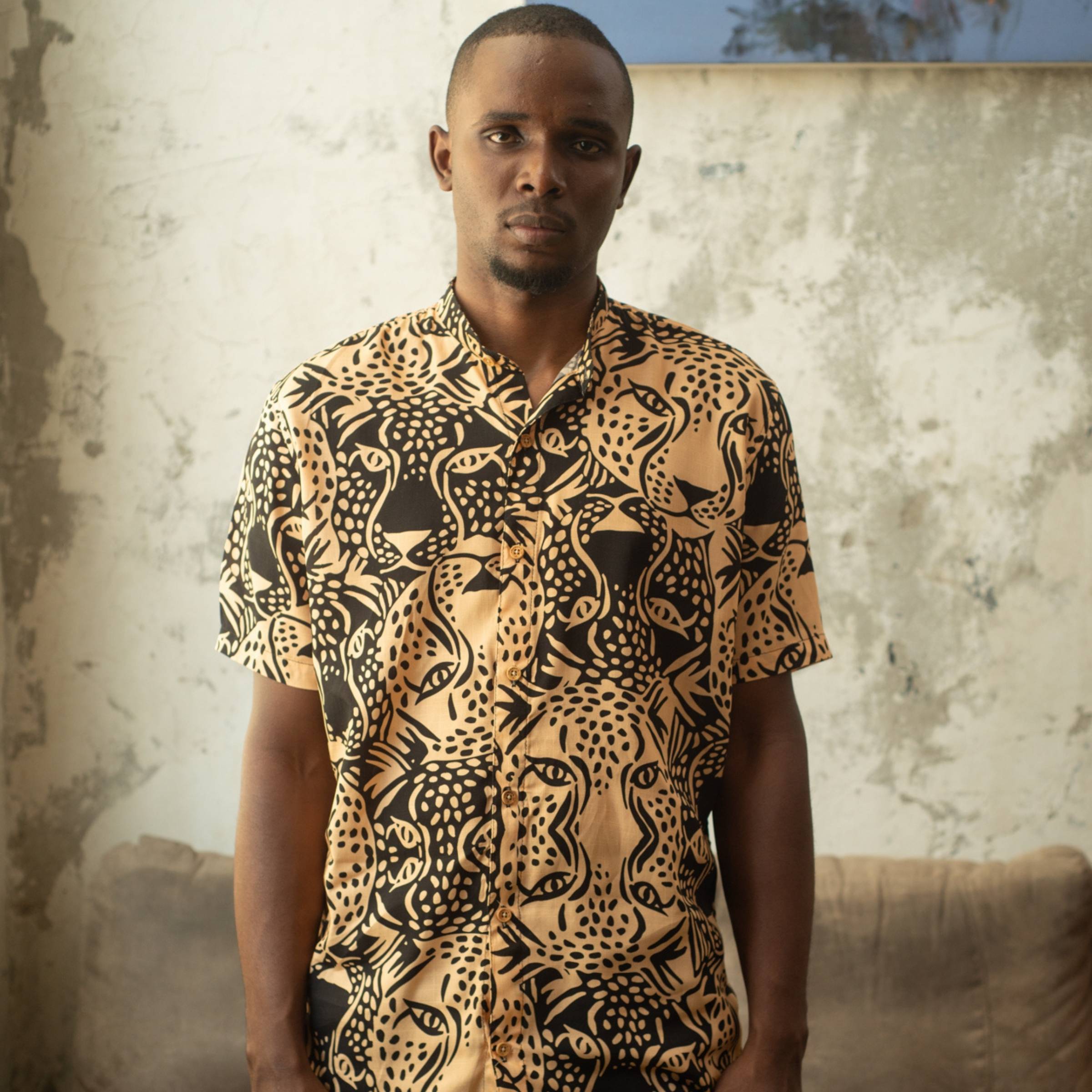 Camisa Cuello Mao Jaguar Tierra