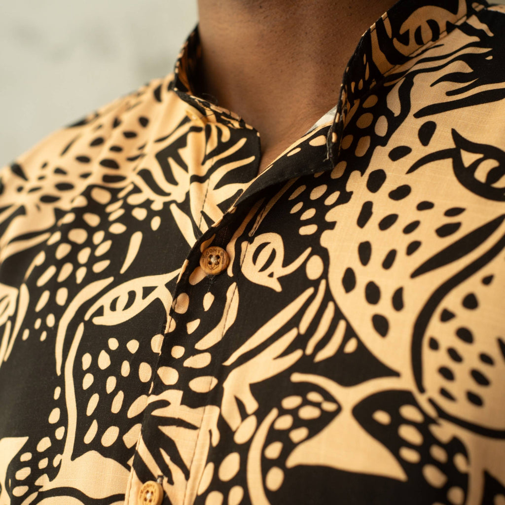 Camisa Cuello Mao Jaguar Tierra