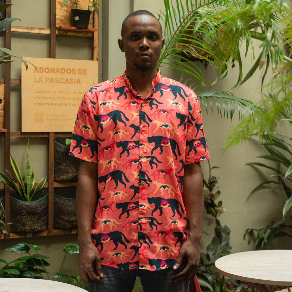 Camisa Cuello Mao Rosa