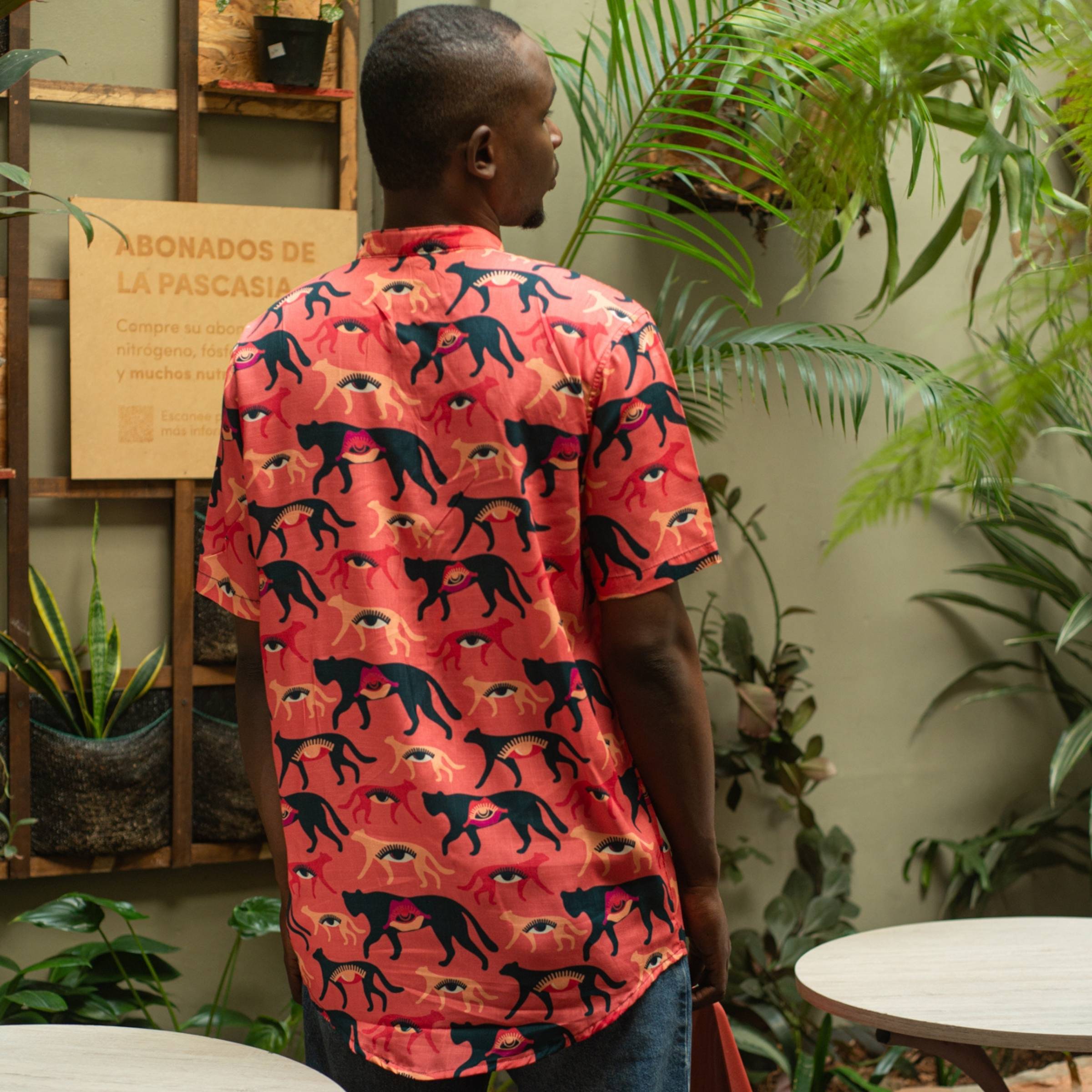 Camisa Cuello Mao Rosa