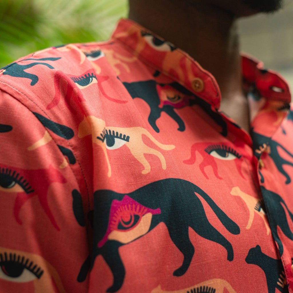 Camisa Cuello Mao Rosa