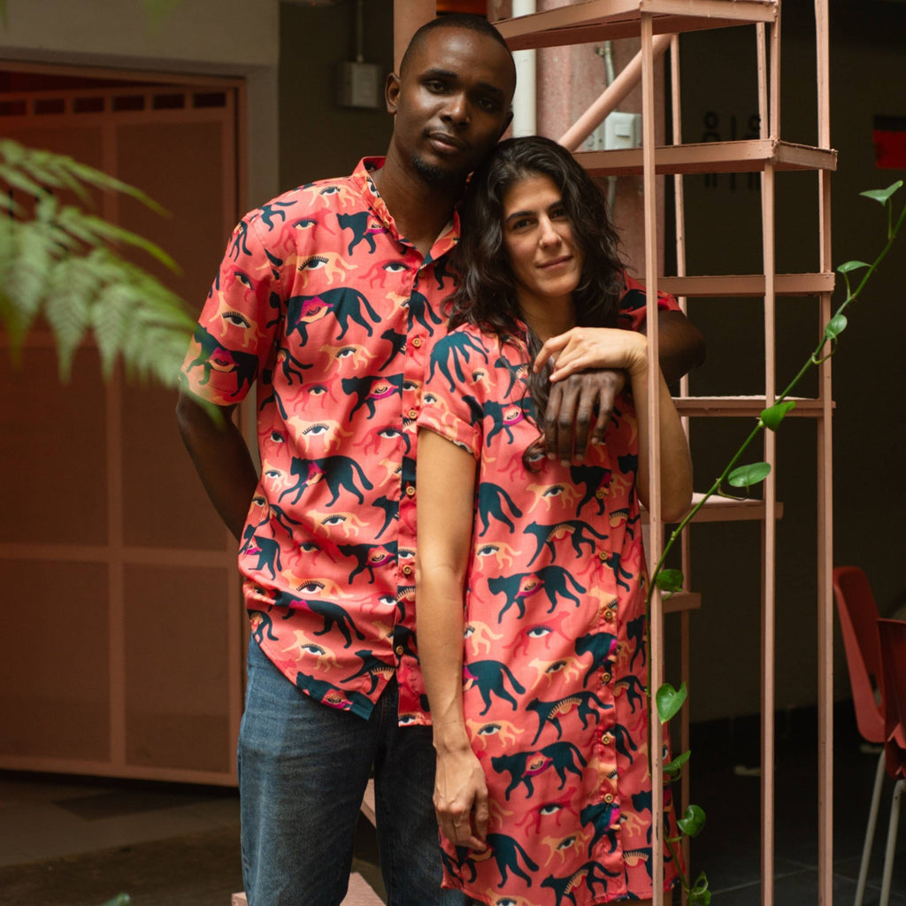 Camisa Cuello Mao Rosa