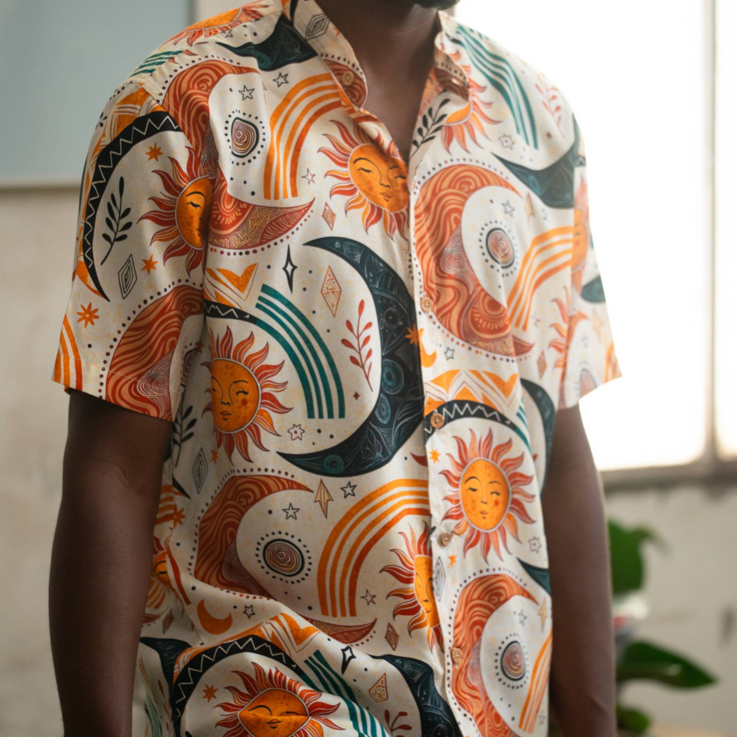 Camisa Cuello Mao Sistema Solar