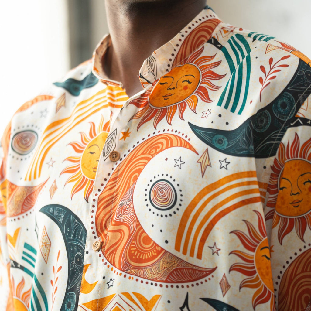 Camisa Cuello Mao Sistema Solar