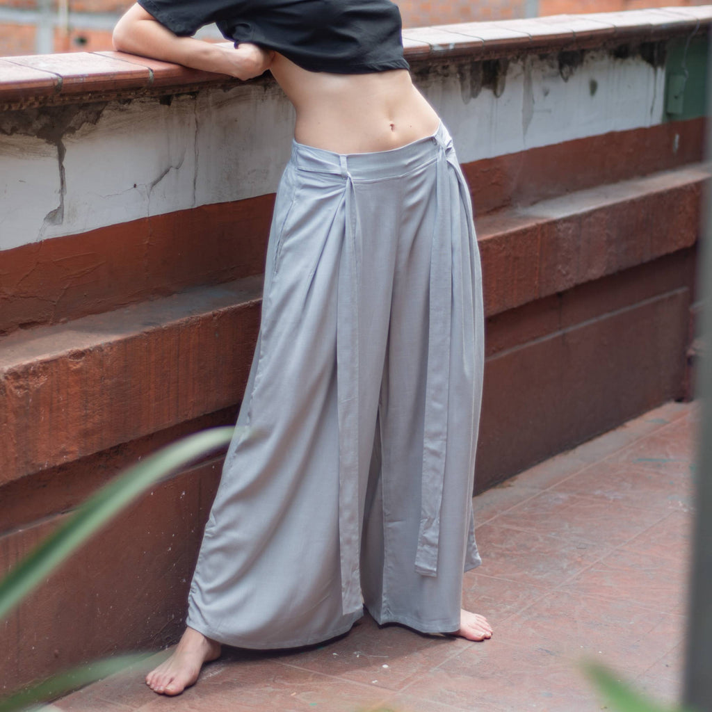 Pantalón Relajado — Gris Plata