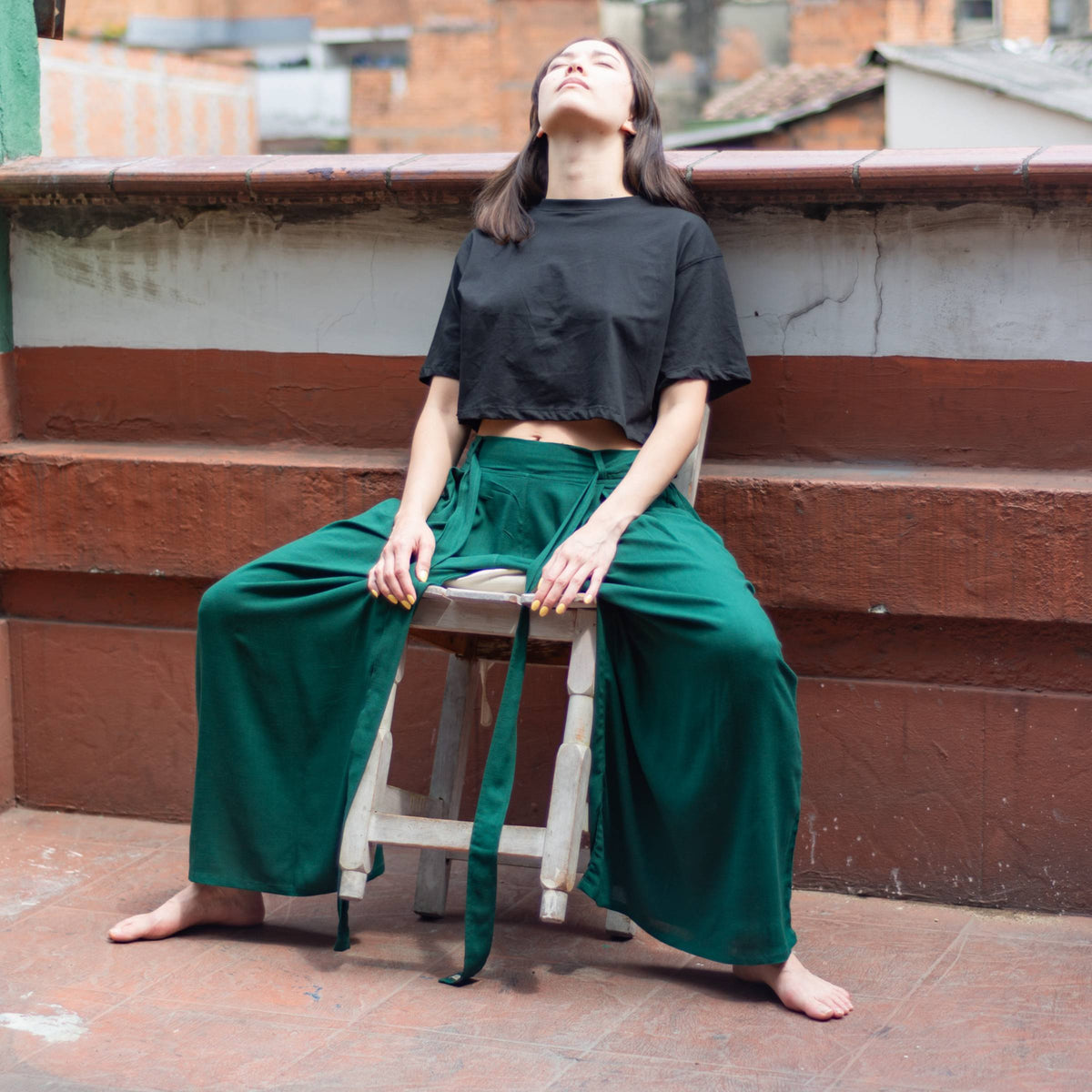 Pantalón Relajado — Verde Esmeralda
