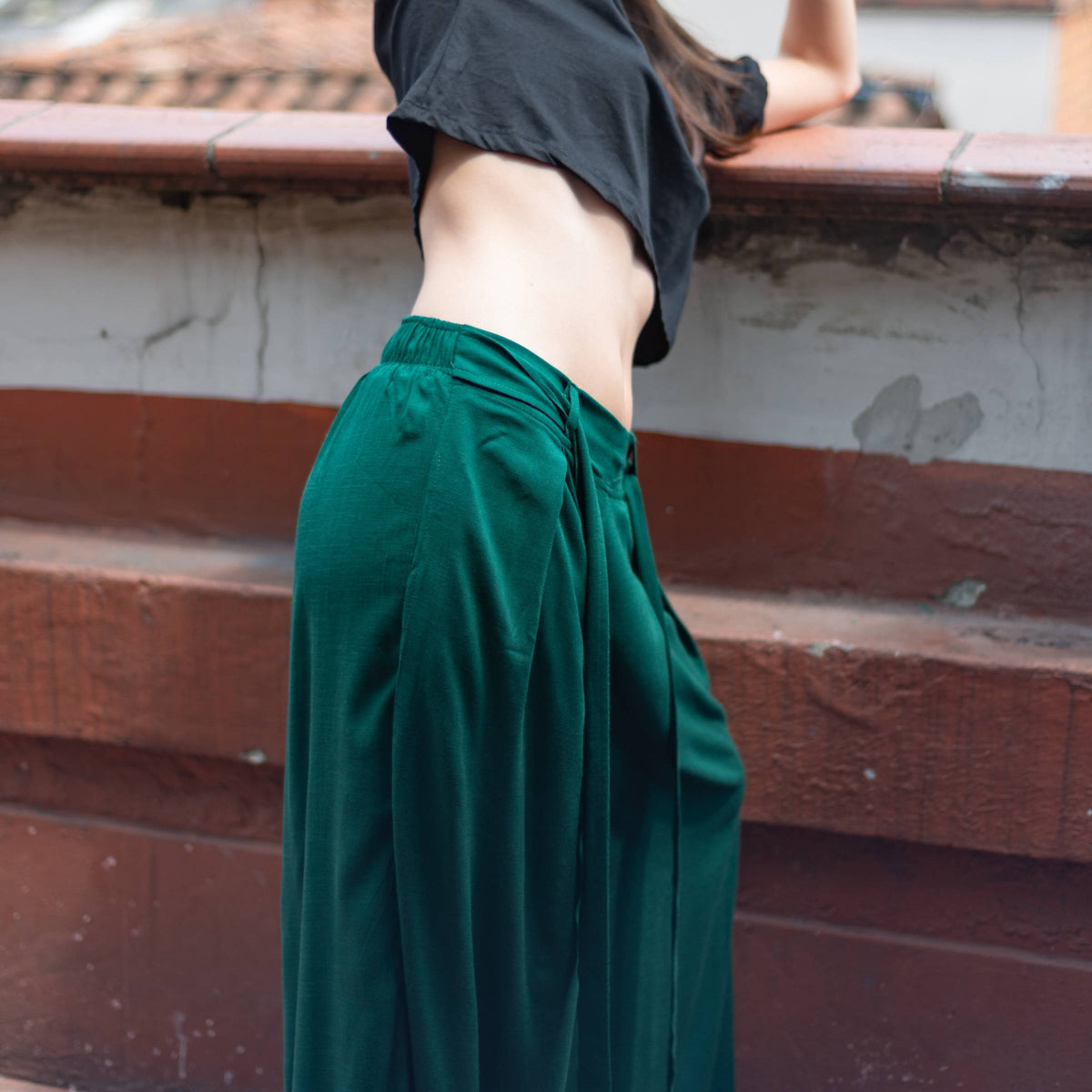 Pantalón Relajado — Verde Esmeralda