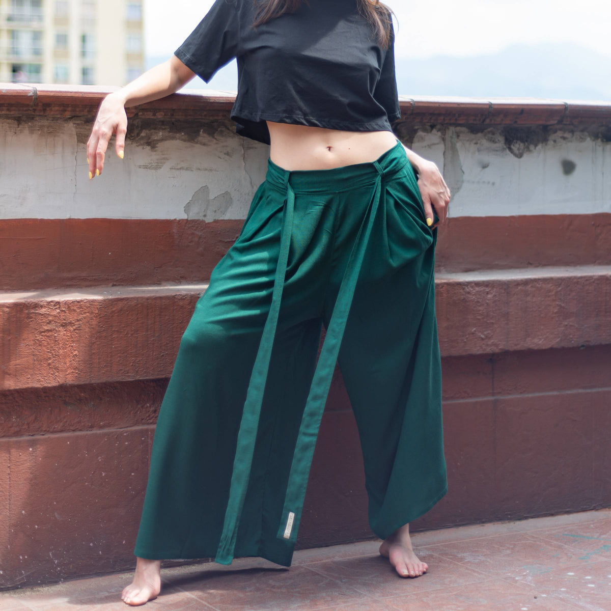 Pantalón Relajado — Verde Esmeralda