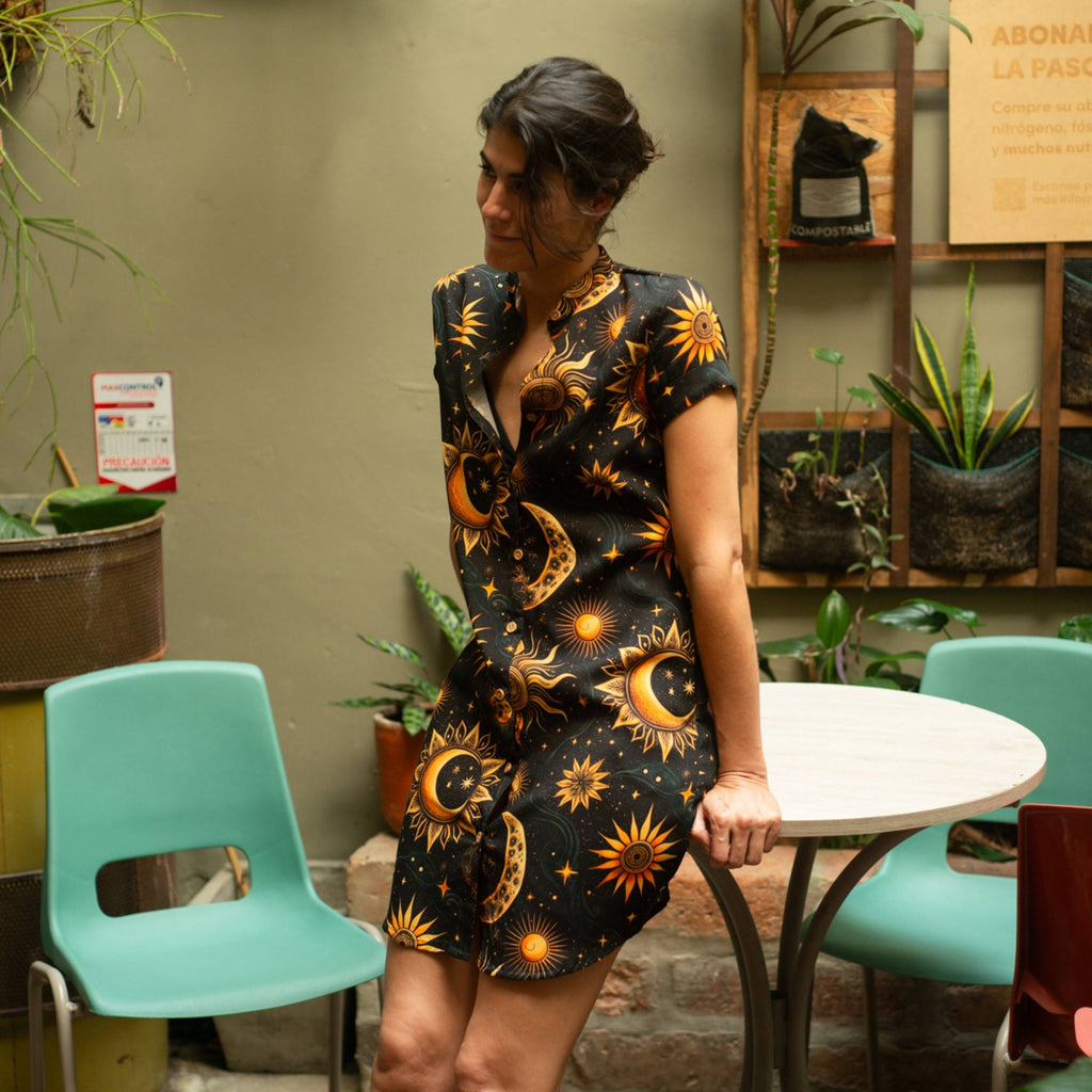 Vestido Camisa Eclipse Dorado