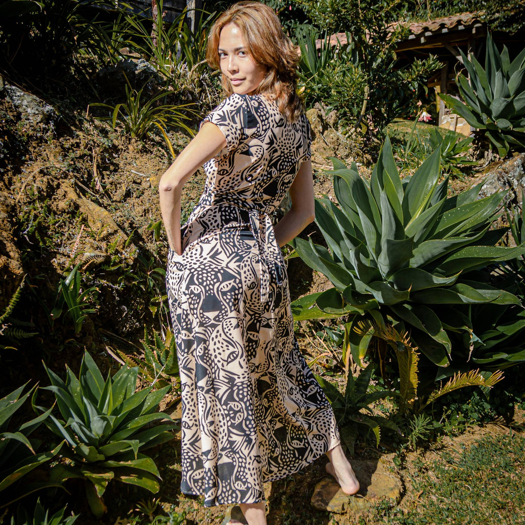 Vestido Cruzado Jaguar Tierra