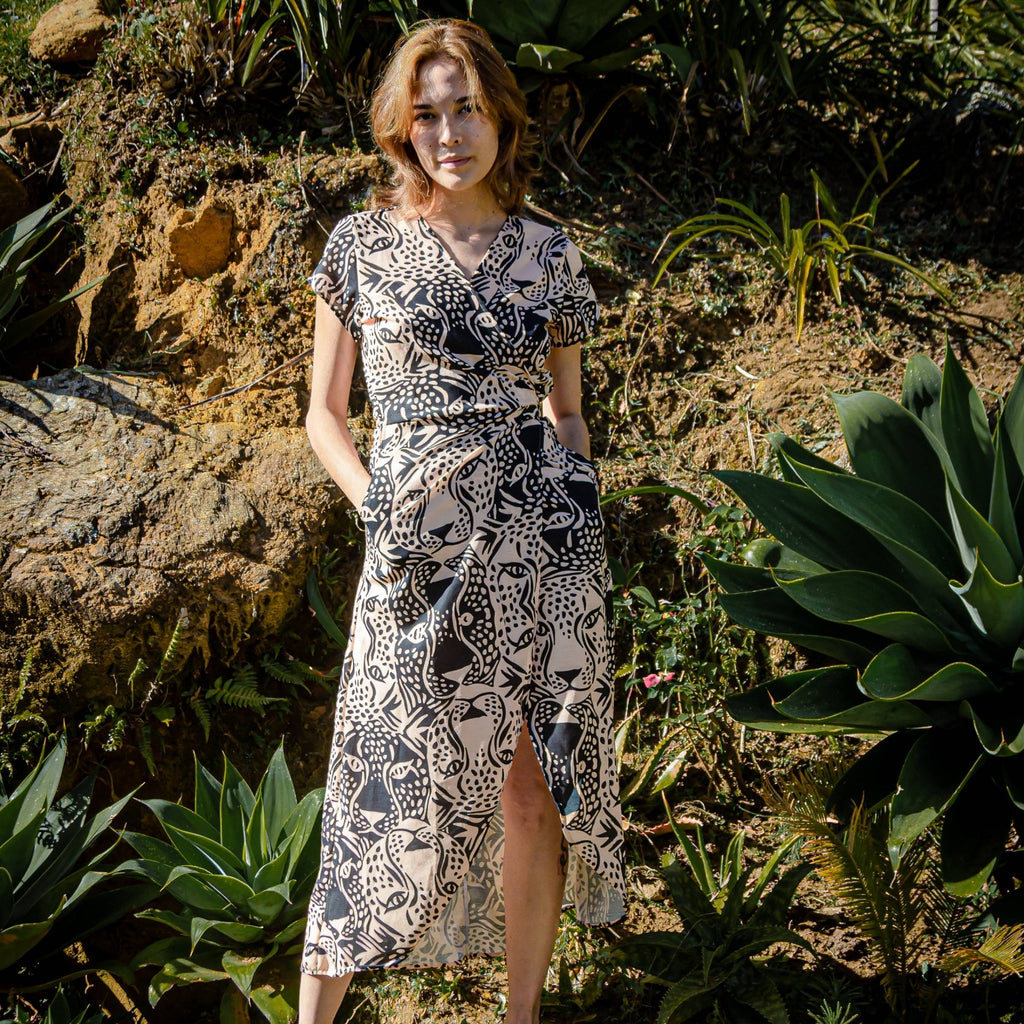 Vestido Cruzado Jaguar Tierra