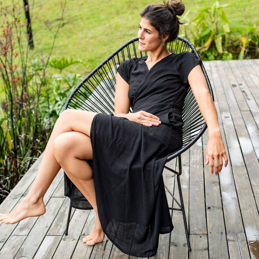 Vestido Cruzado — Negro