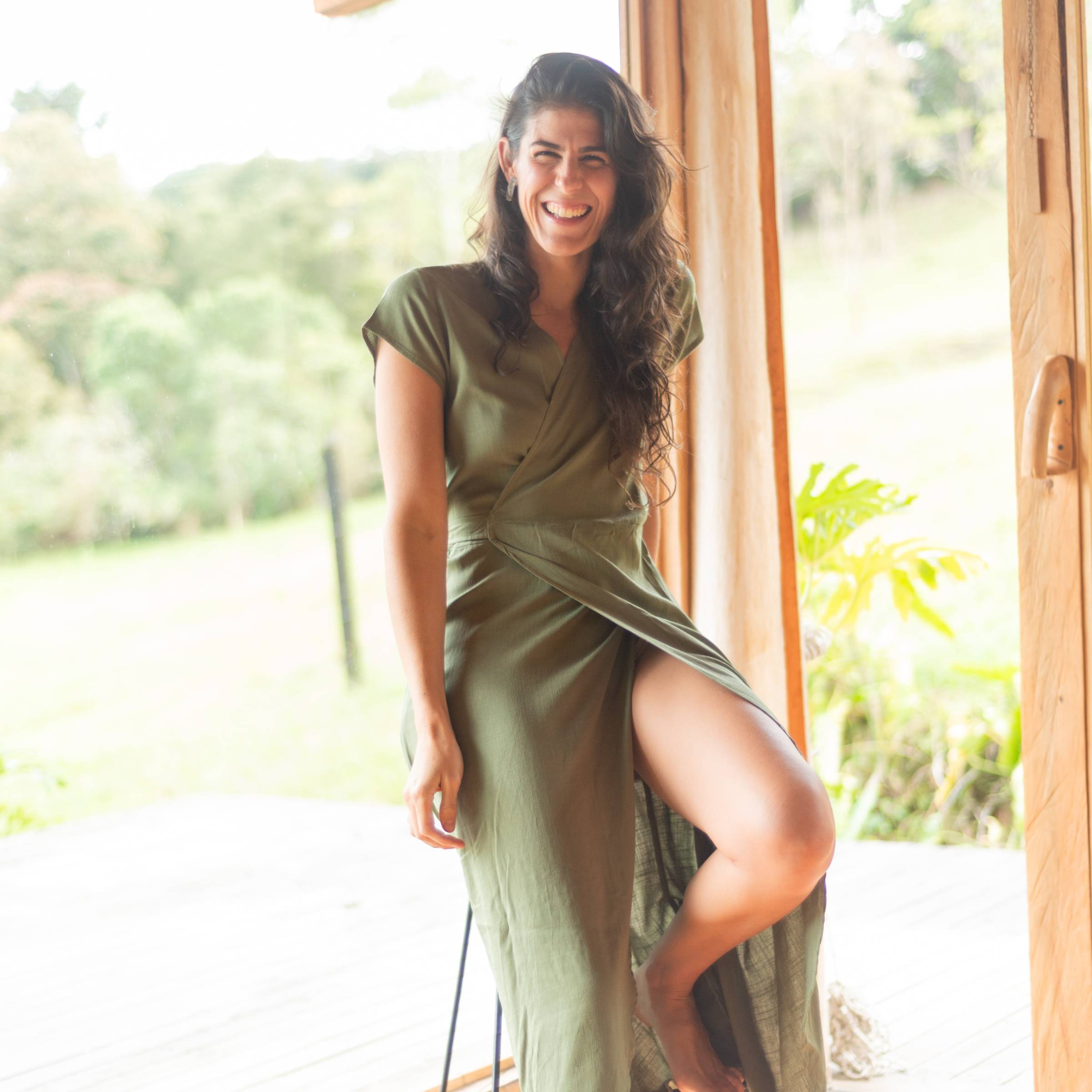 Vestido Cruzado — Verde Selva