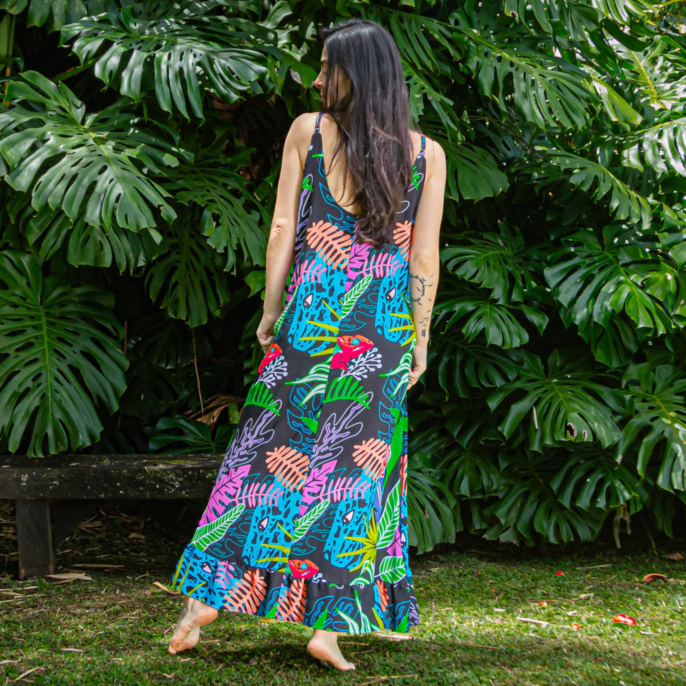 Vestido Largo Selva Eléctrica