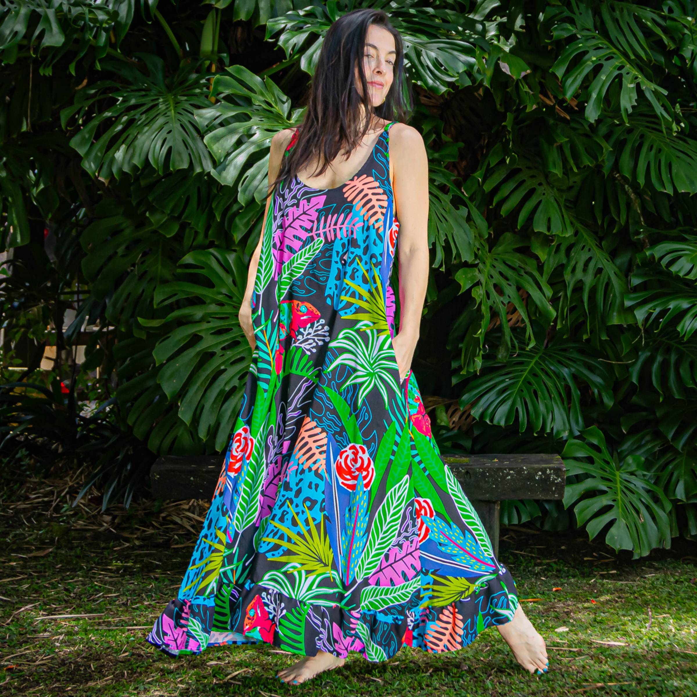 Vestido Largo Selva Eléctrica