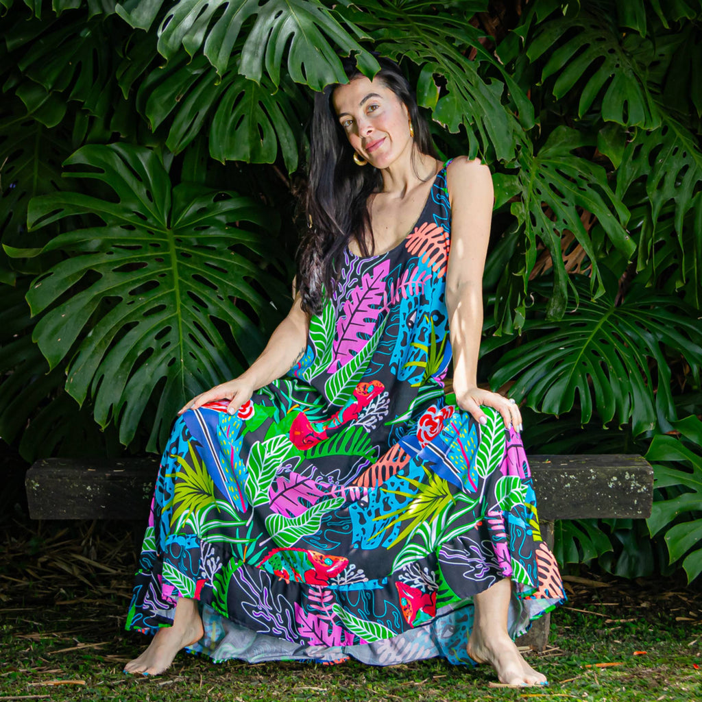 Vestido Largo Selva Eléctrica