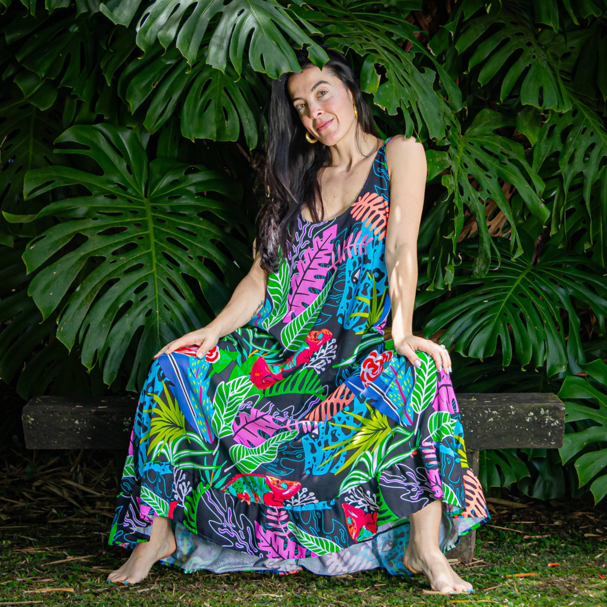 Vestido Largo Selva Eléctrica