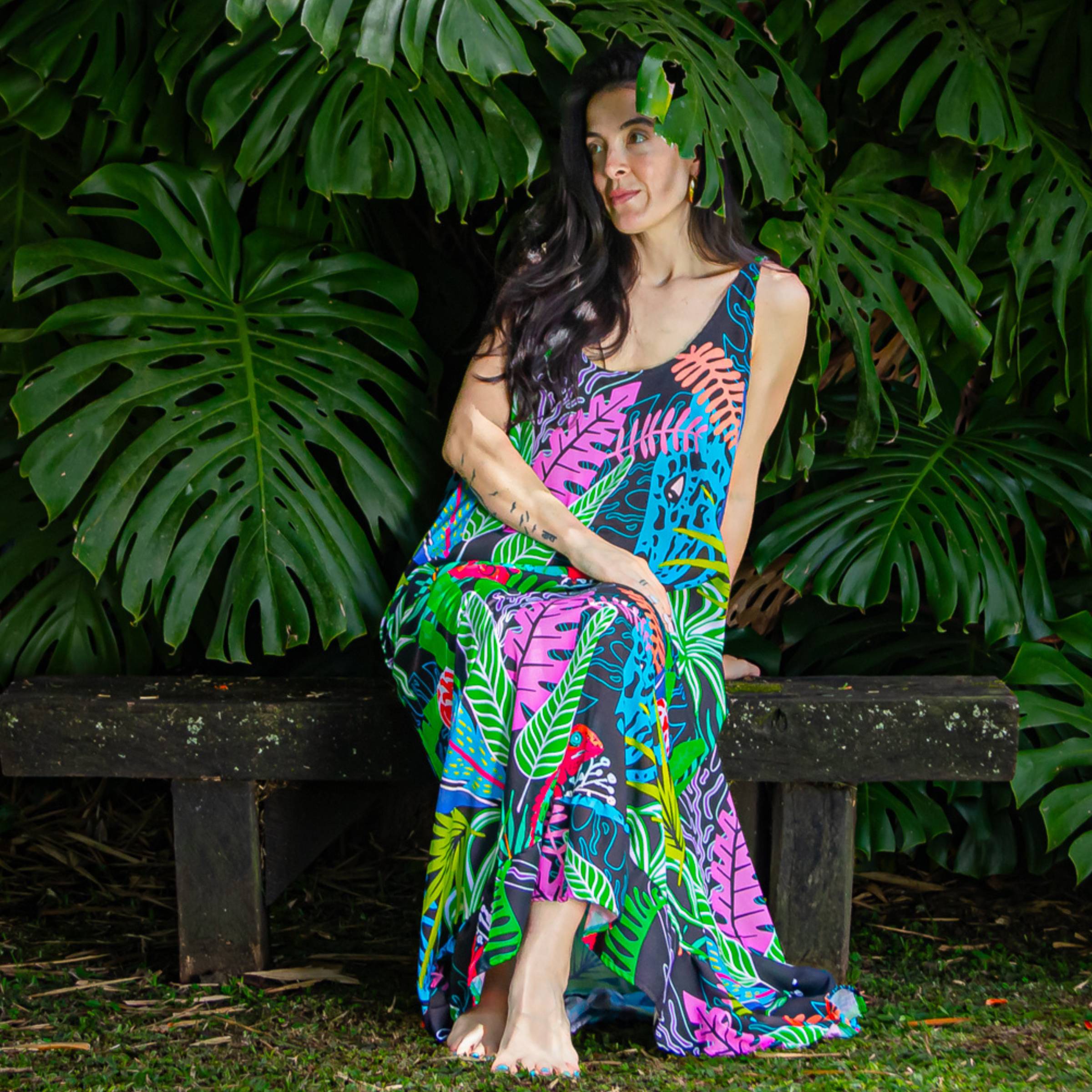 Vestido Largo Selva Eléctrica